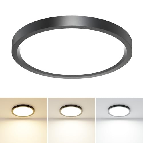1PACK LED Flush Mount Ceiling Light, 3CCT Selectable 3000K 7.5Inch-1pack Black