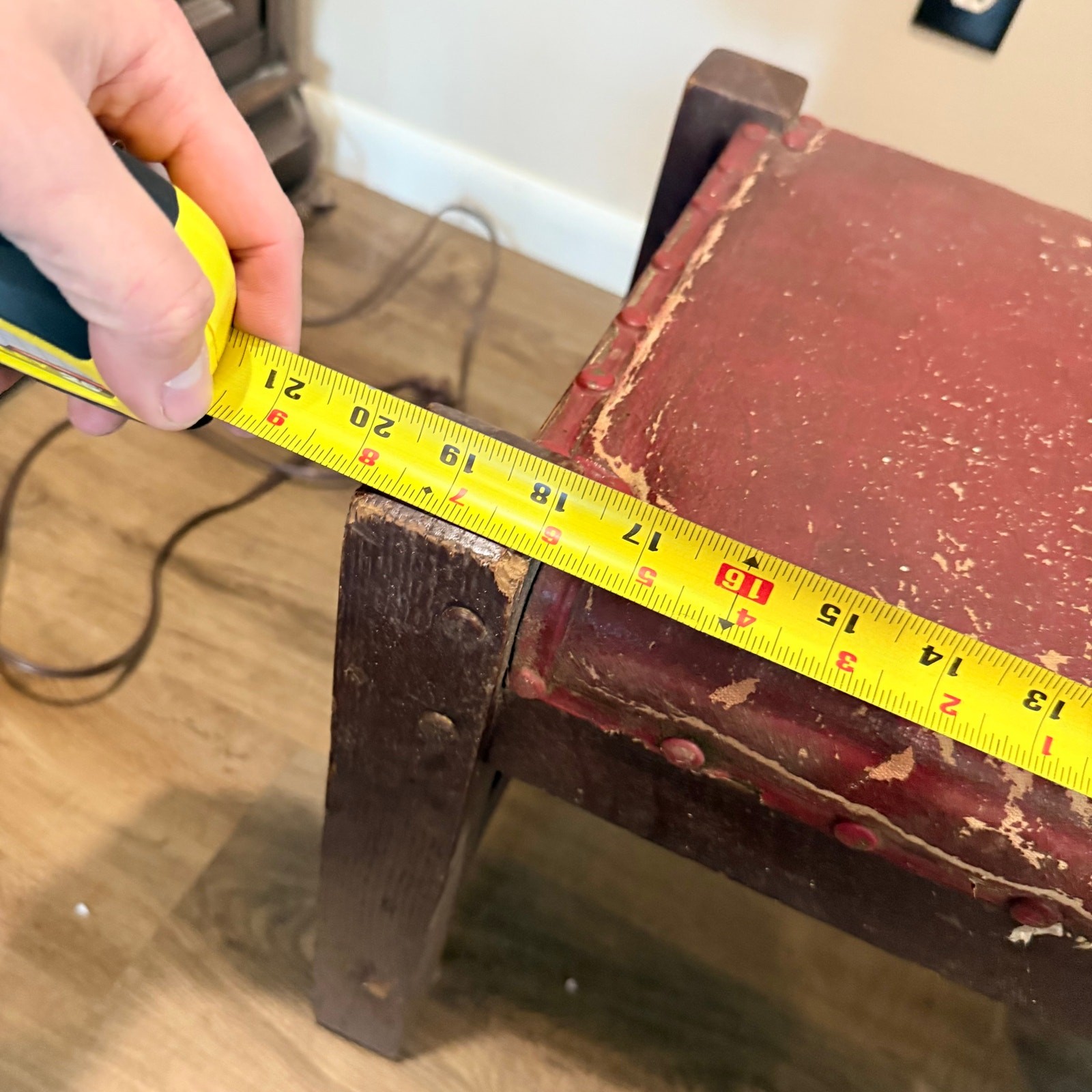 Antique Vintage Arts & Crafts Mission Style Wood Foot Stool Ottoman - READ