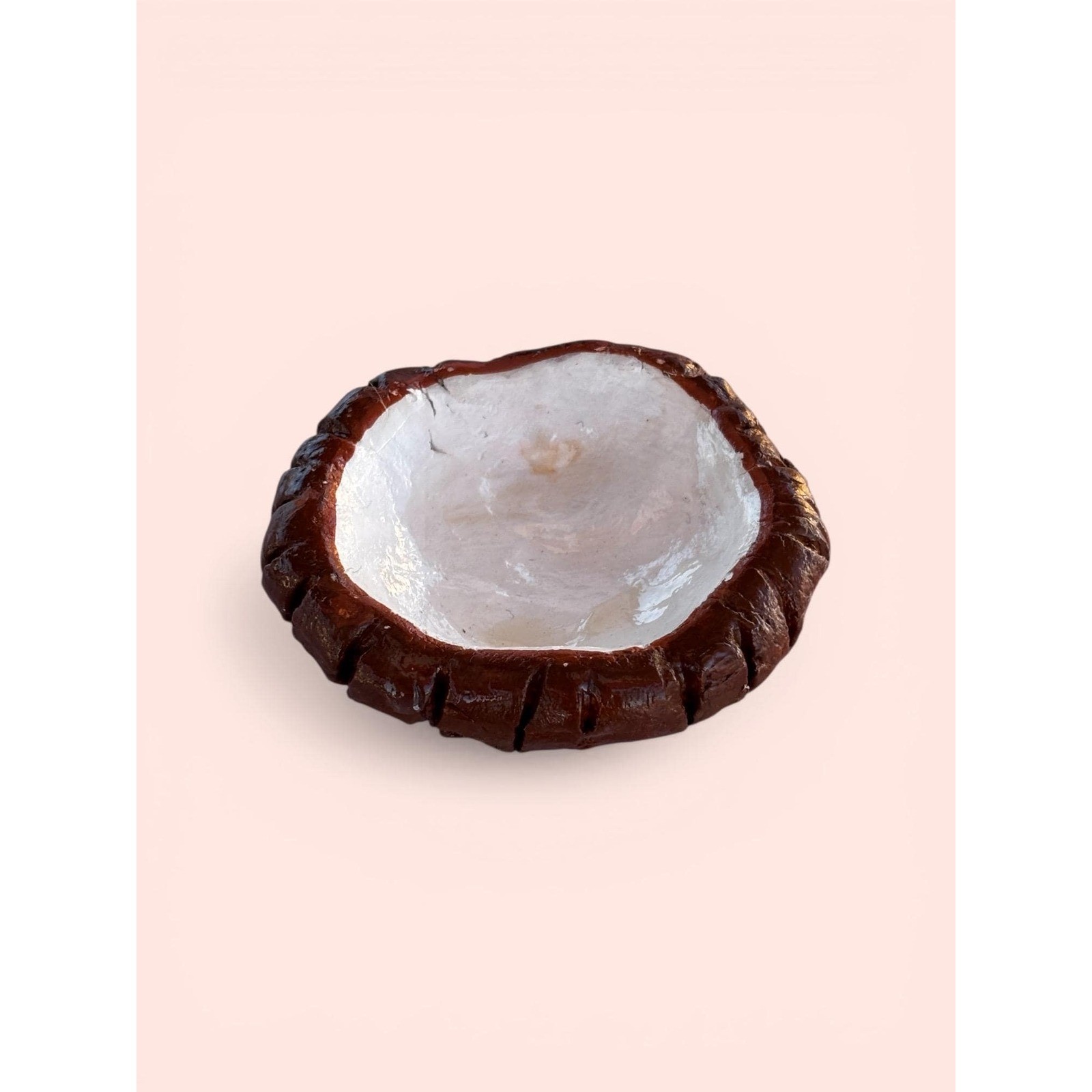 Handmade Clay Coconut Trinket Dish: Ring Holder, Boho Decor, Small Catchall