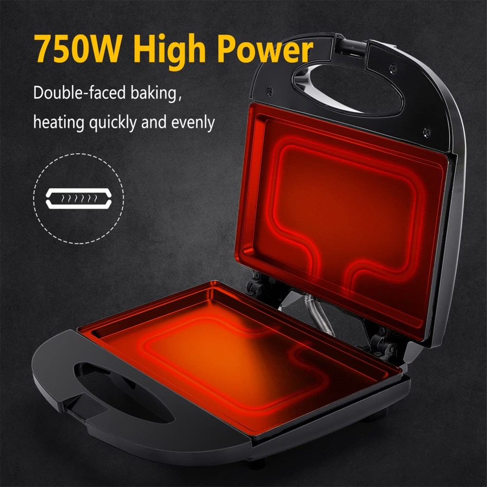 Sandwich Maker with Non-stick Deep Grid Surface for Egg, Ham, Steaks Compact ...