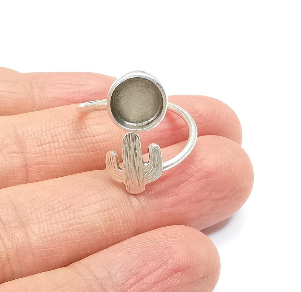 Cactus Ring Blank Setting, Cabochon Mounting, Adjustable Resin Ring Base Bezels