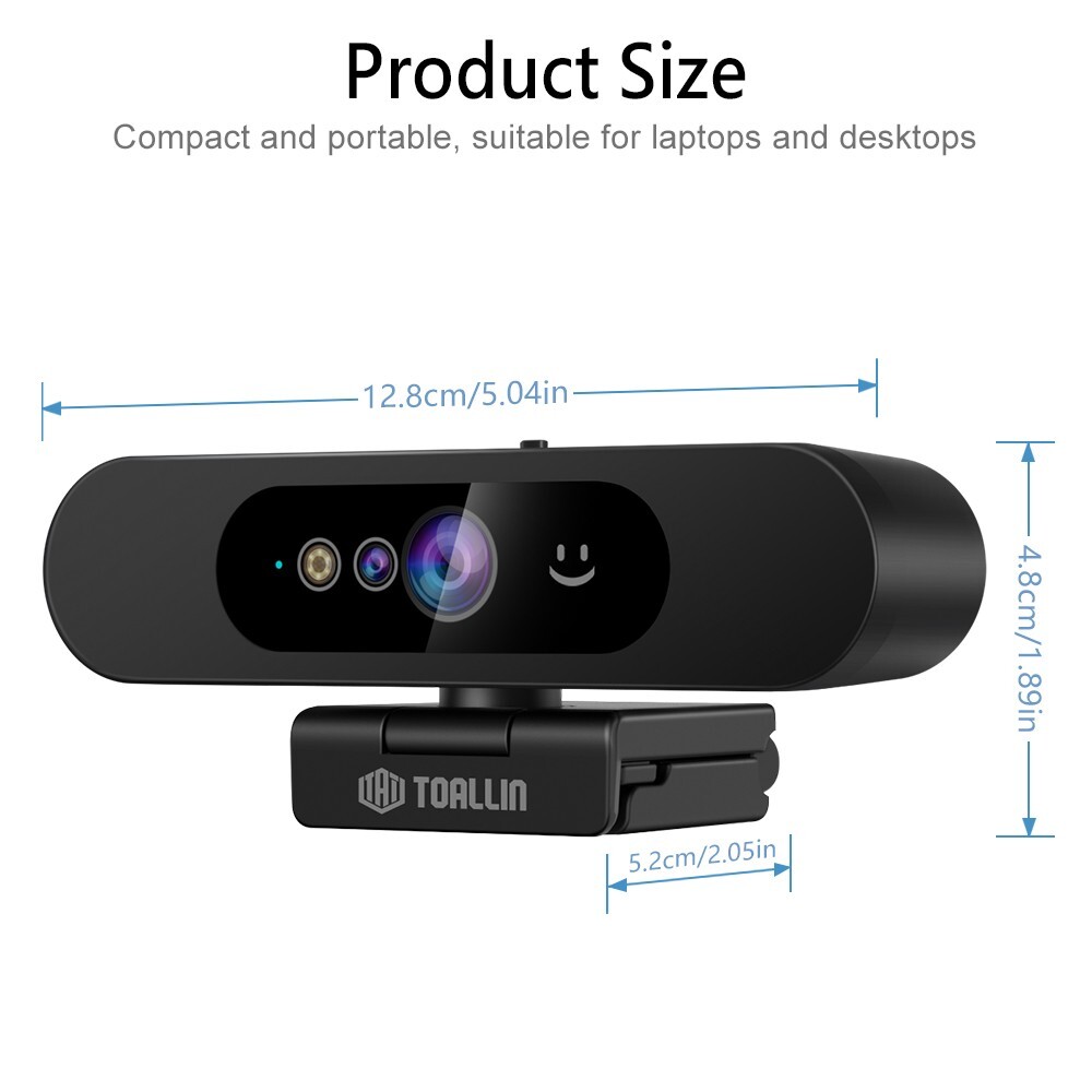 TOALLIN 1080P Windows Hello Compatible Webcam HD USB webcam with wide Angle view