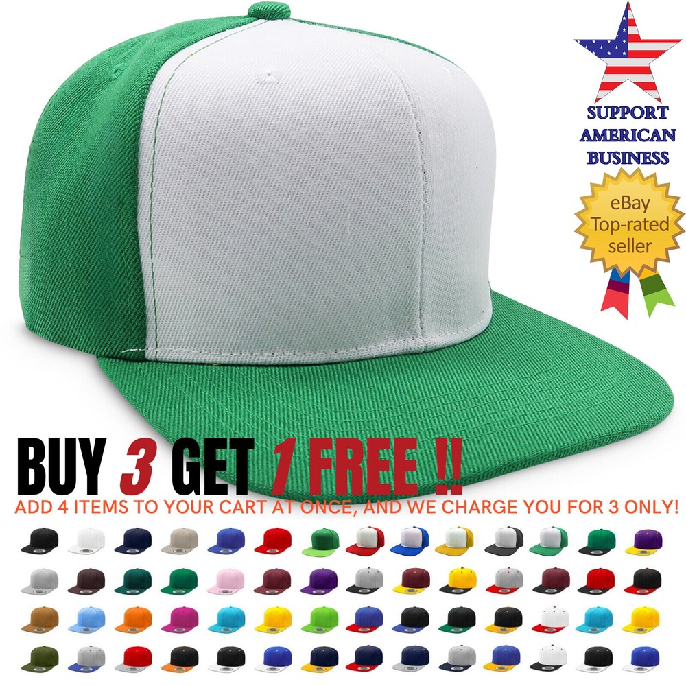 Snapback Hat Flat Baseball Cap Trucker Solid Plain Blank Men Hip Hop Army CS