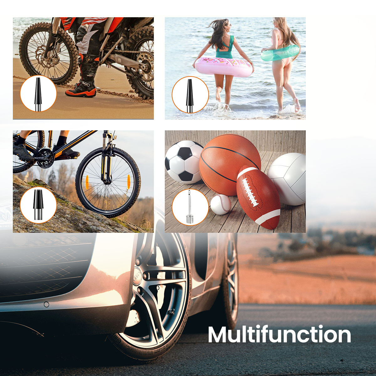 12V Heavy Duty With Portable Air Compressor Car Tire Inflator Electric Pump Auto