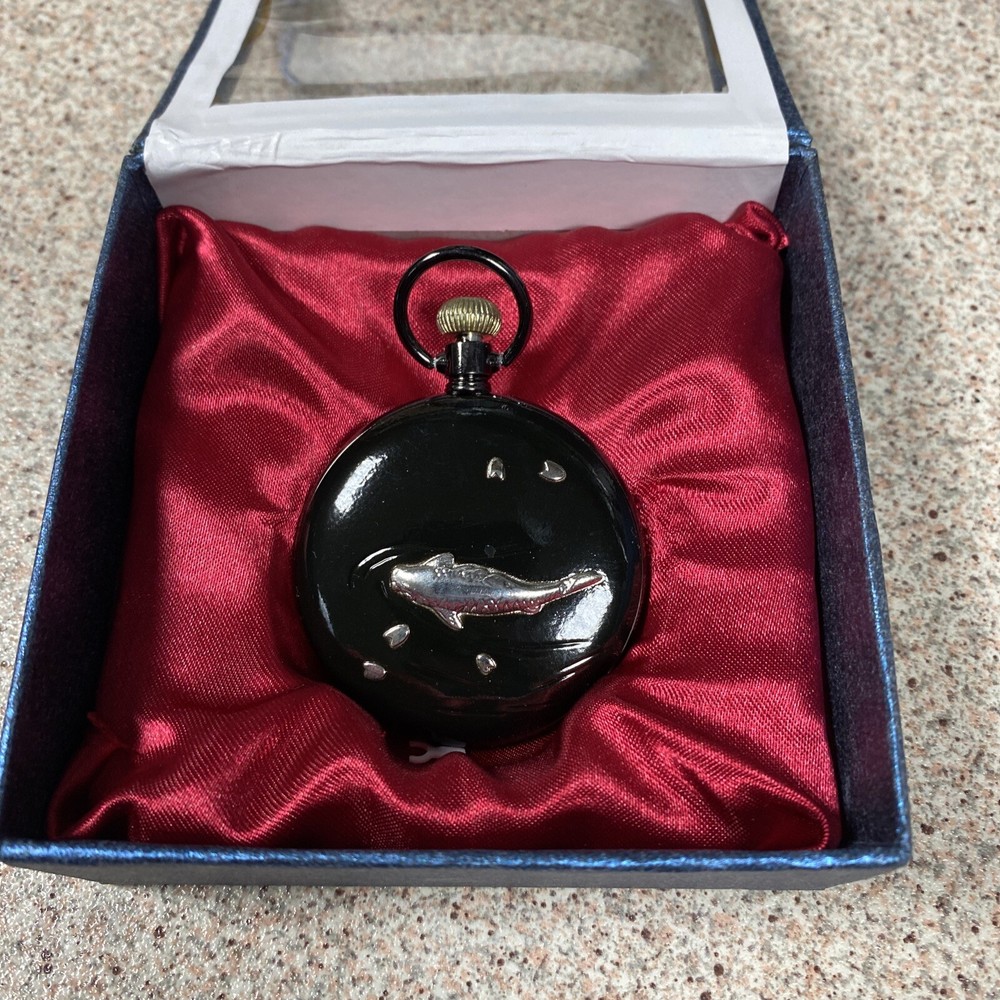 Plain Front - Shark on Back Pocket Watch - New
