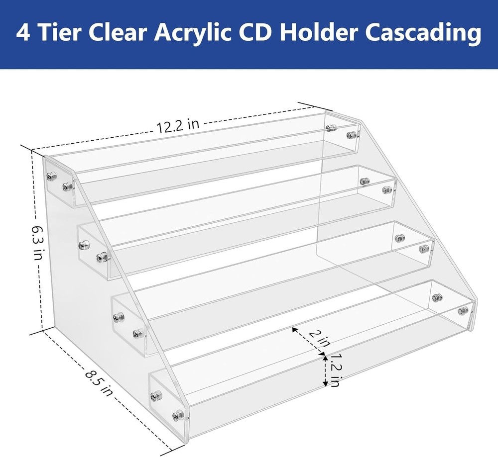 Stackable CD/DVD Multimedia Holder Media Storage Rack Clear Plastic 32 CD Holder