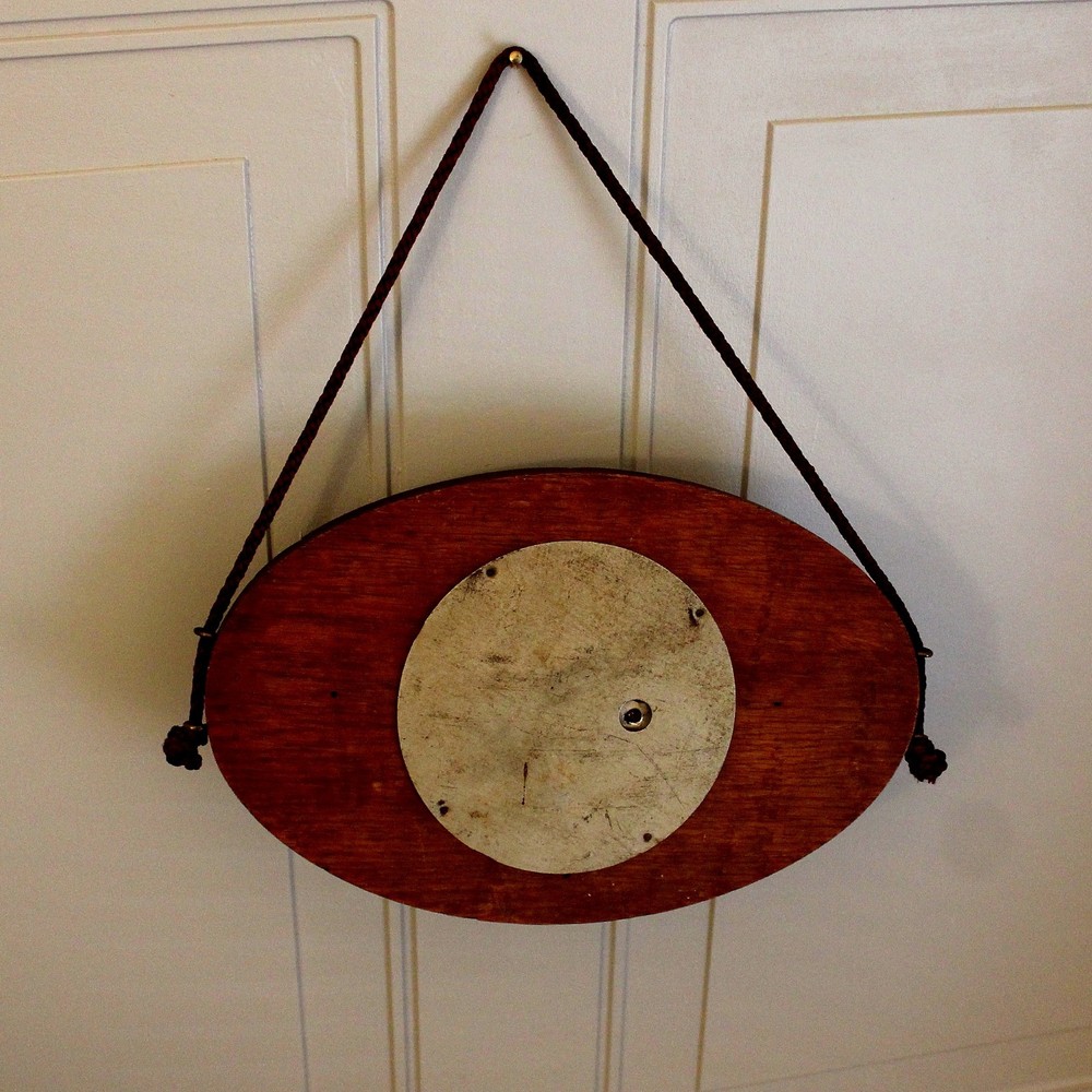 Antique French Solid Oak Aneroid Wall Barometer with Ceramic Dial