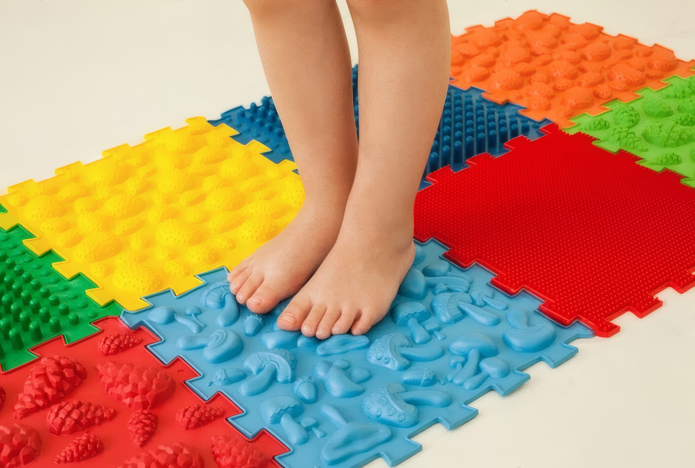 Ortek Sensory Foot Massage Puzzle Mat Set 8 Orthopedic Tiles Kids