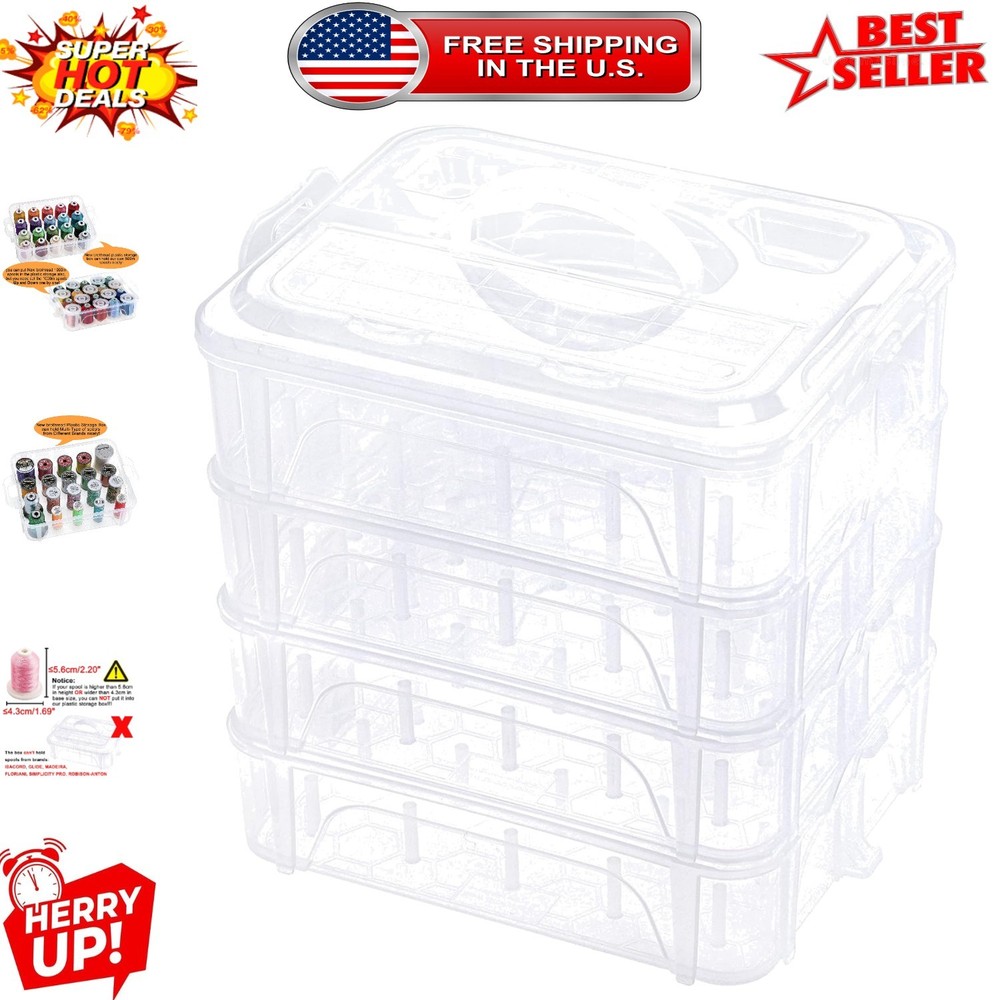 Stackable Clear Organizer for 80 Spools – Perfect for Sewing & Embroidery Tools