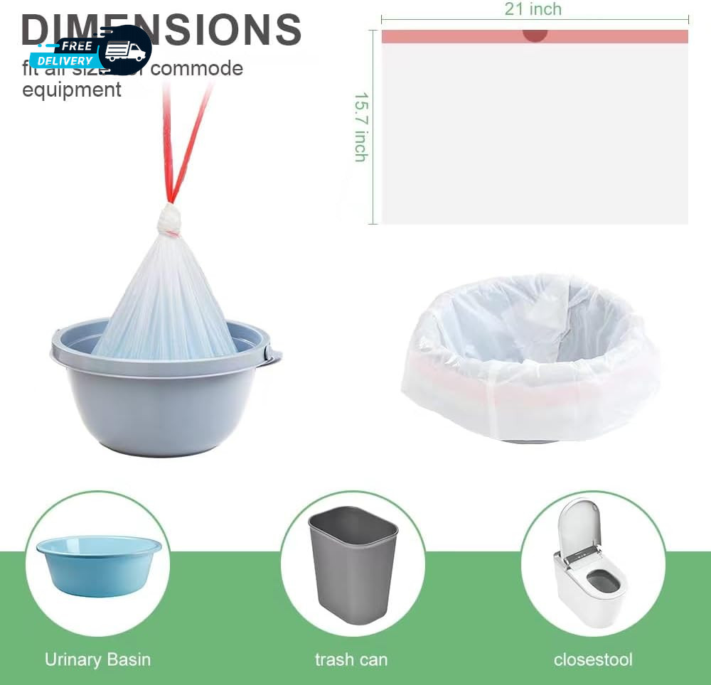 Commode Liners 120PCS Bedside Commode Liners Disposable-Portable Toilet