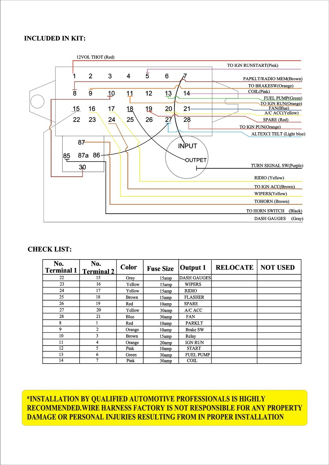 14 Circuit Universal Wire Harness 14 Fuse 12v Street Hot Rat Muscle Rod Wiring