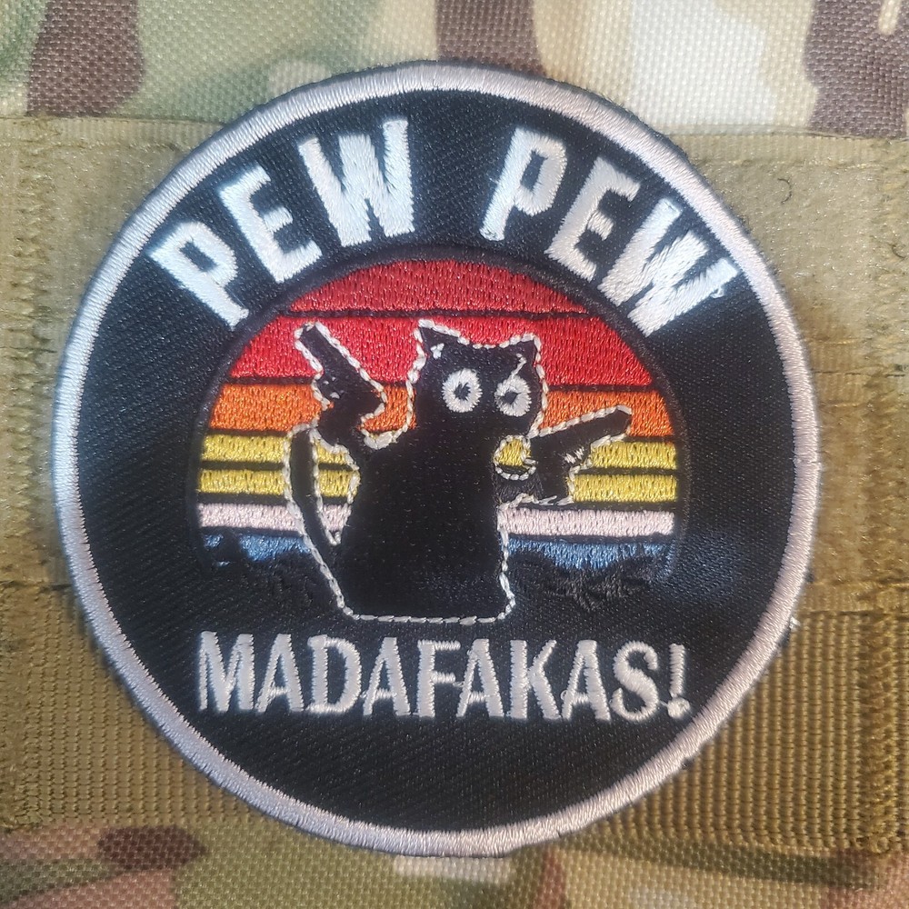 PEW PEW Sarcastic Embroidered Tactical Morale Patch Hook and Loop