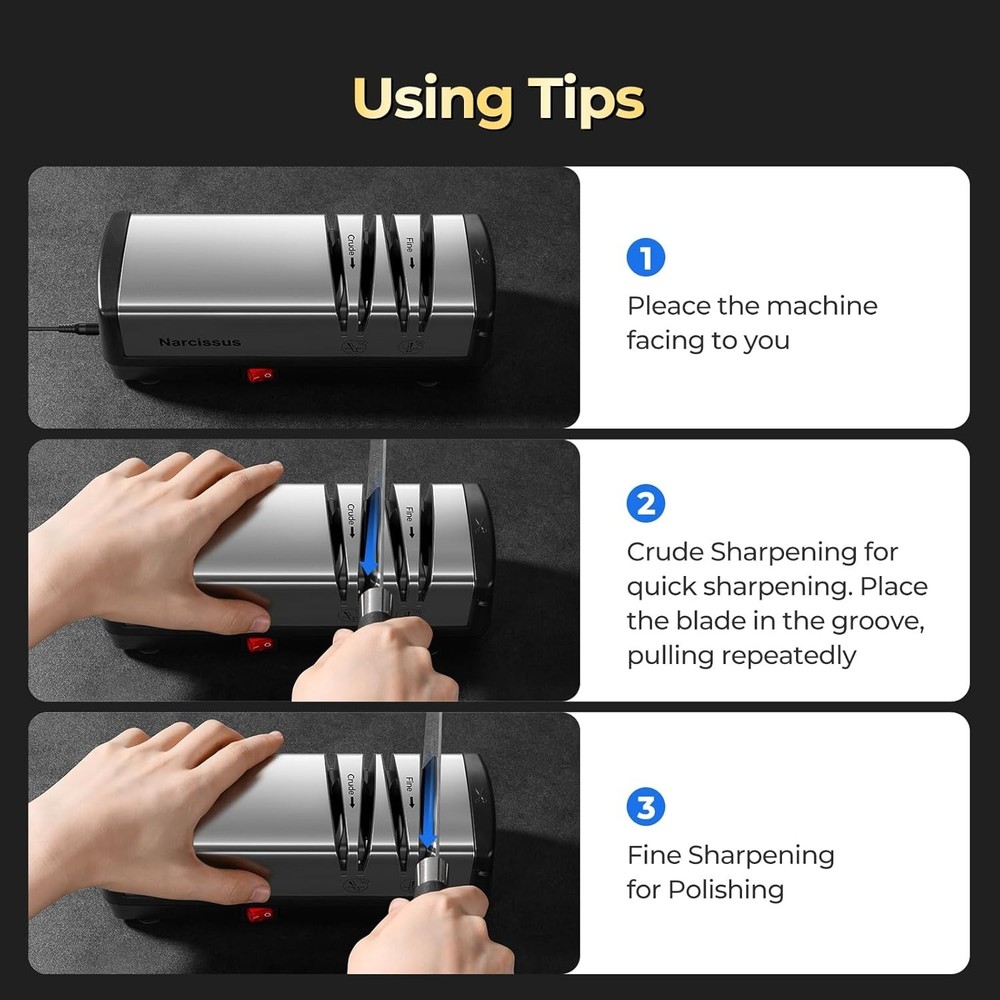 Professional Electric Knife Sharpener for Stainless & Ceramic Knives – Silver