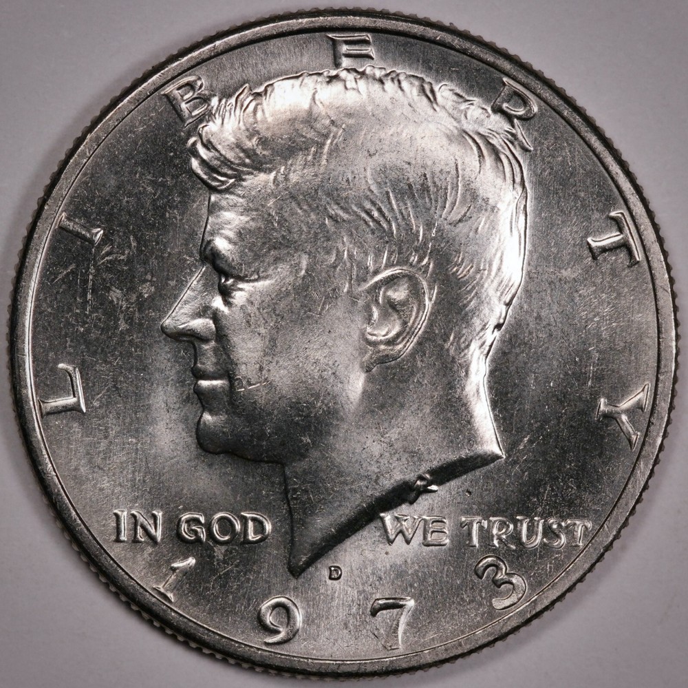 50c 1973 D Kennedy, UNC uncirculated, pulled from mint set cello (G2-324)