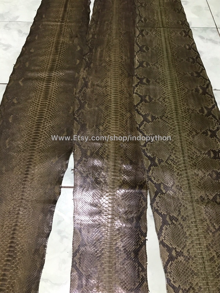 Genuine Python Leather, Exotic Snake Skin, Green SnakeSkin, Green Python Leather