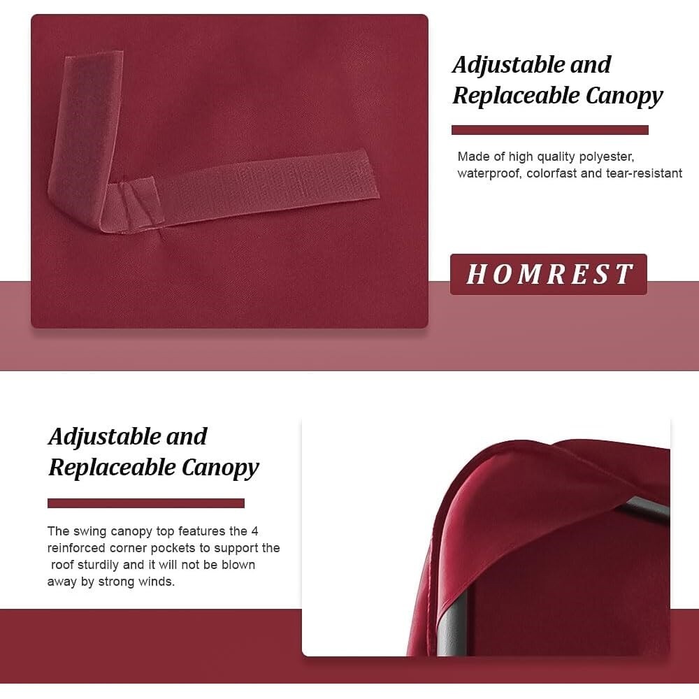 Swing Top Cover Canopy 300D Replacement Garden Patio Outdoor 66x45 75x52 77"x43"