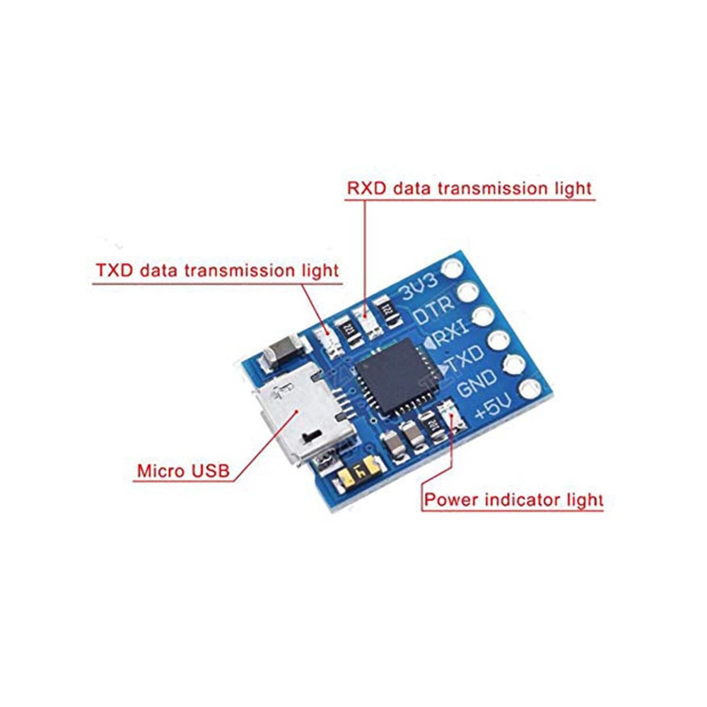 4-Pack CP2102 USB-to-UART Modules, Micro-USB 6-Pin TTL Serial Converters, STC