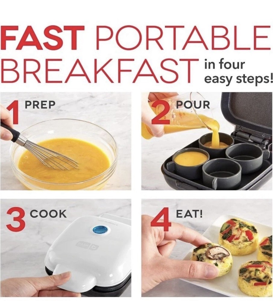 DASH Dash Deluxe Egg Bite Maker 420W Electric Aqua, 4 Egg Bites, Silicone