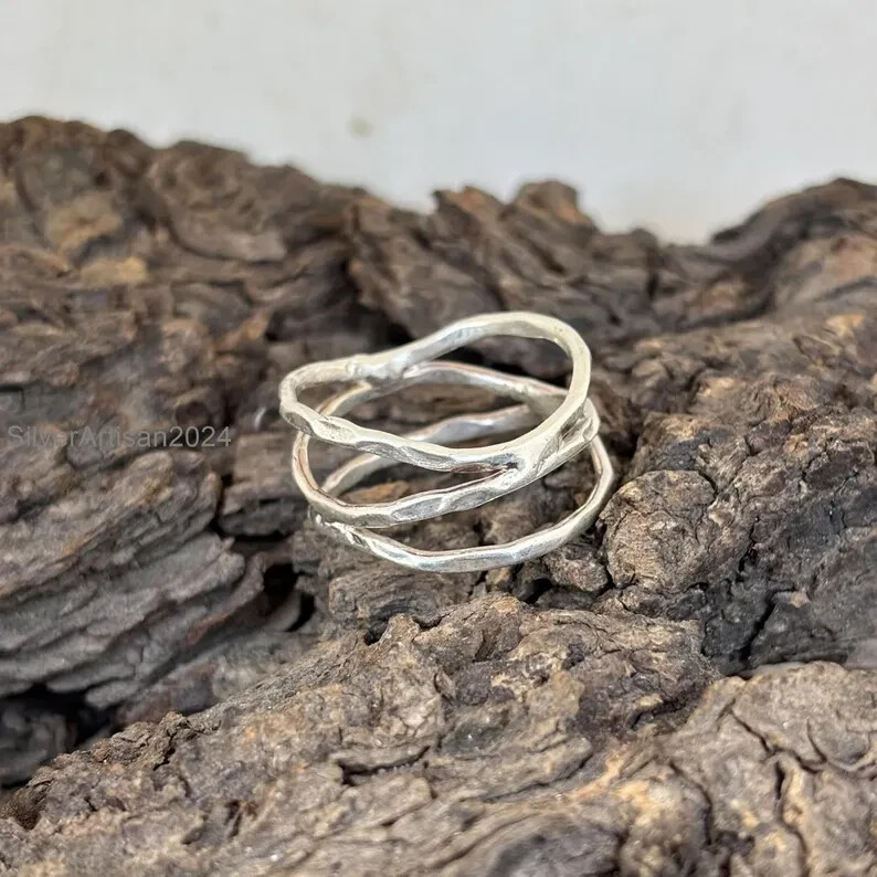 Hammered Thick Ring, Statement Ring, Multi Layer Ring, Thumb Ring, Chun All size