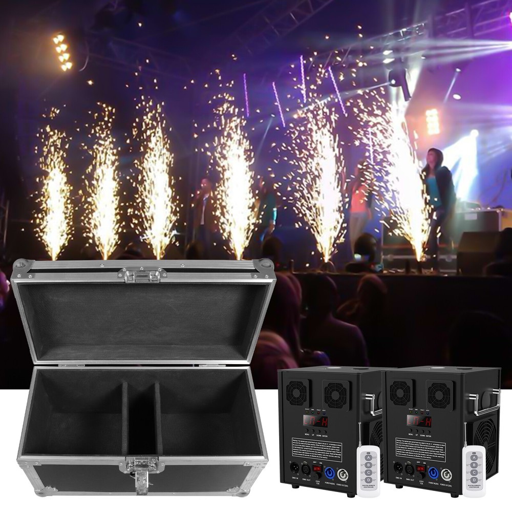 2X 700W Cold Spark Machine Firework Machine w/ Case DMX Wireless Remote Control