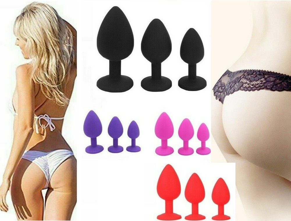 Beginner Silicone Buttplug Set Small Large Soft Anal plug Wearable Trainer Kit !