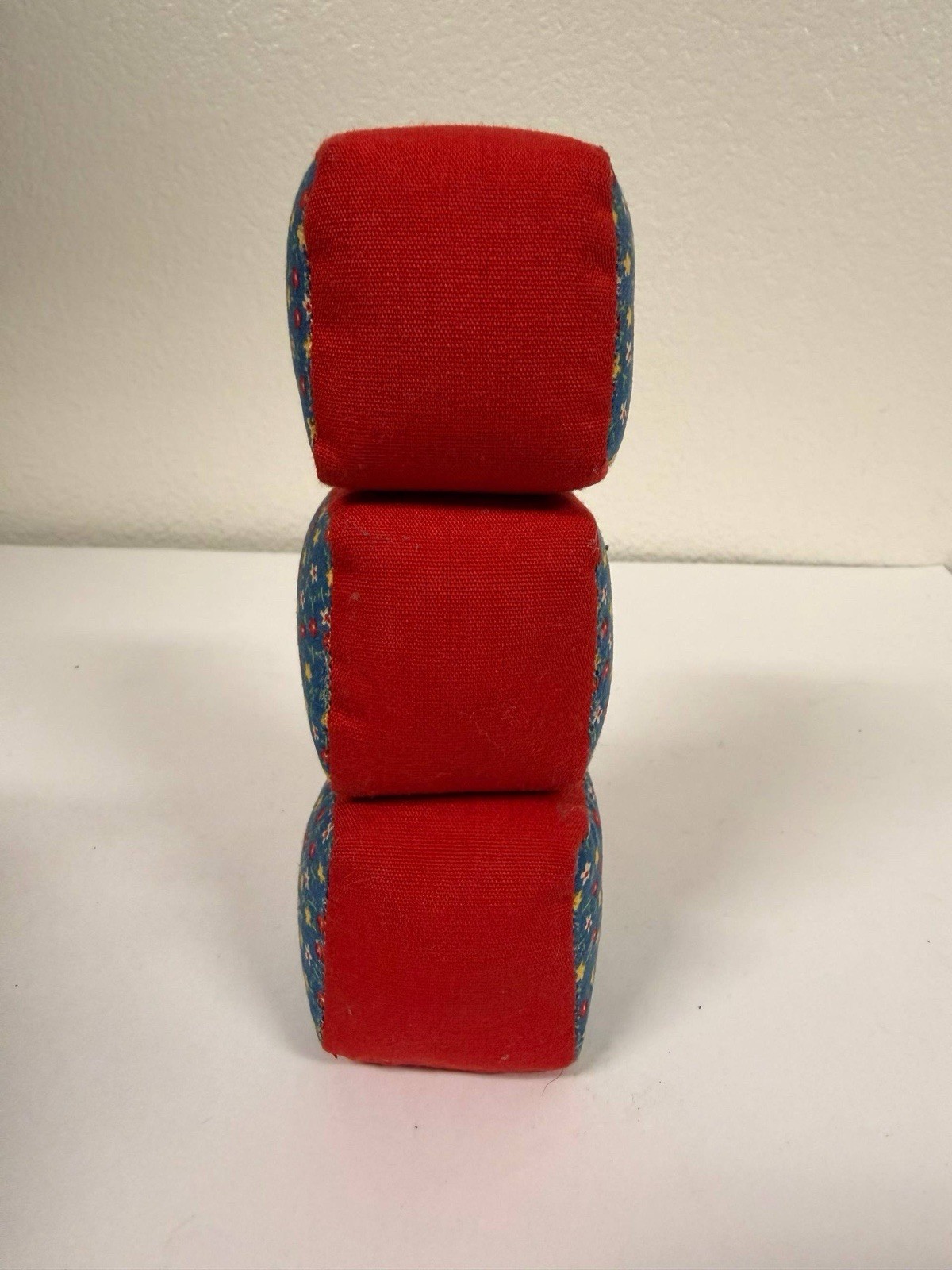Vintage Juggling Bean Bags Set of 3 Fabric Cubes 2” Retro Handmade