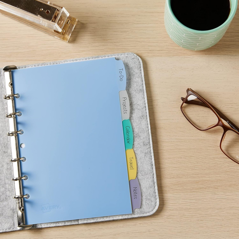 Write & Erase Durable Plastic Mini Dividers for 3 Ring Binders and 7-Ring Binder