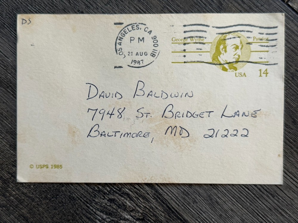 KISS VINNIE VINCENT Signed Autograph Postcard 1987 Handwritten Message Vintage