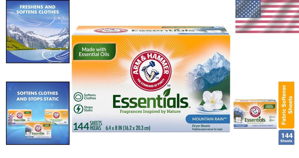 144 Count Mountain Rain Scented Fabric Softener Sheets - Softens & Refreshes