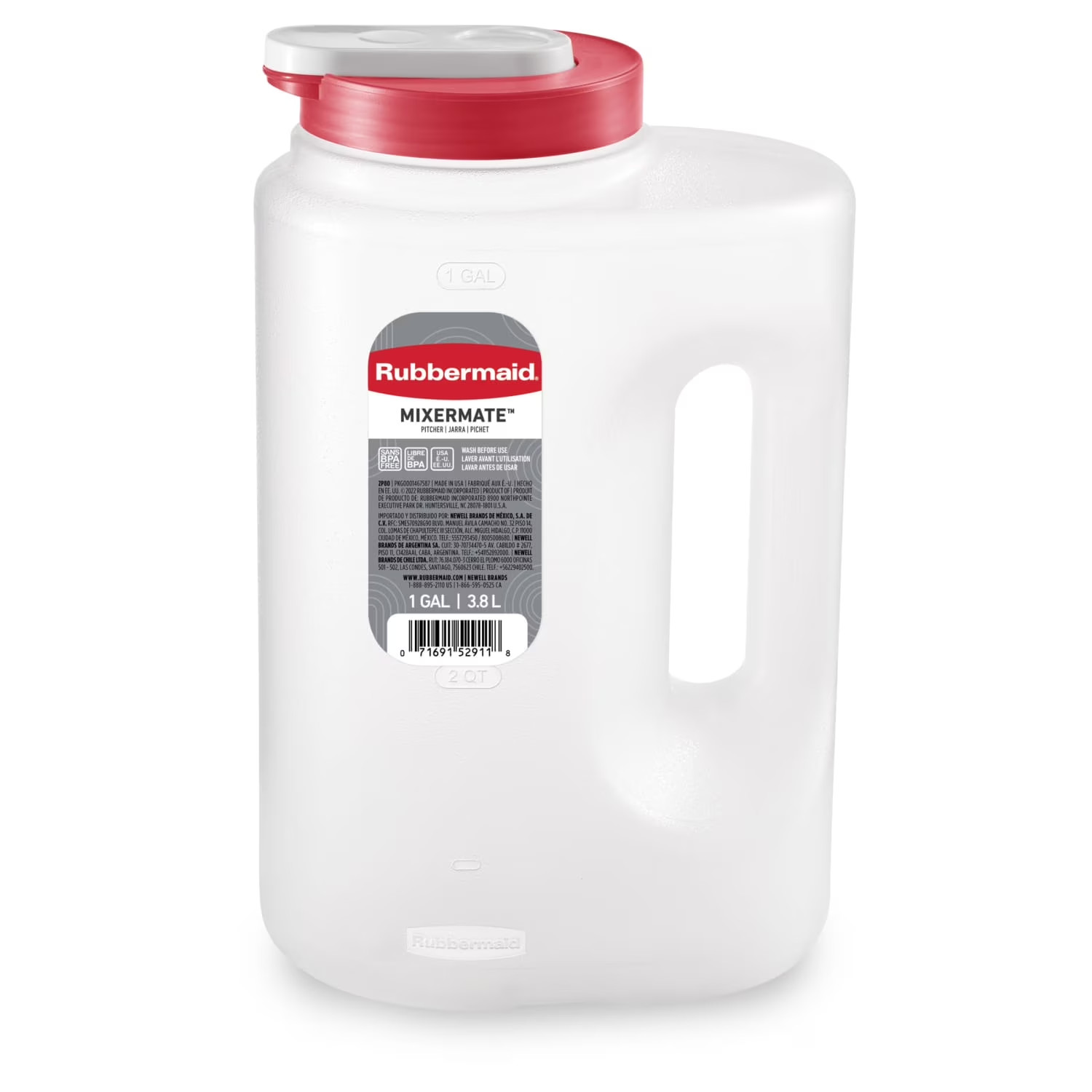 Rubbermaid Mixermate 1 Gallon Pitcher Leak Resistant Clear 3.8 Liter Kitchen