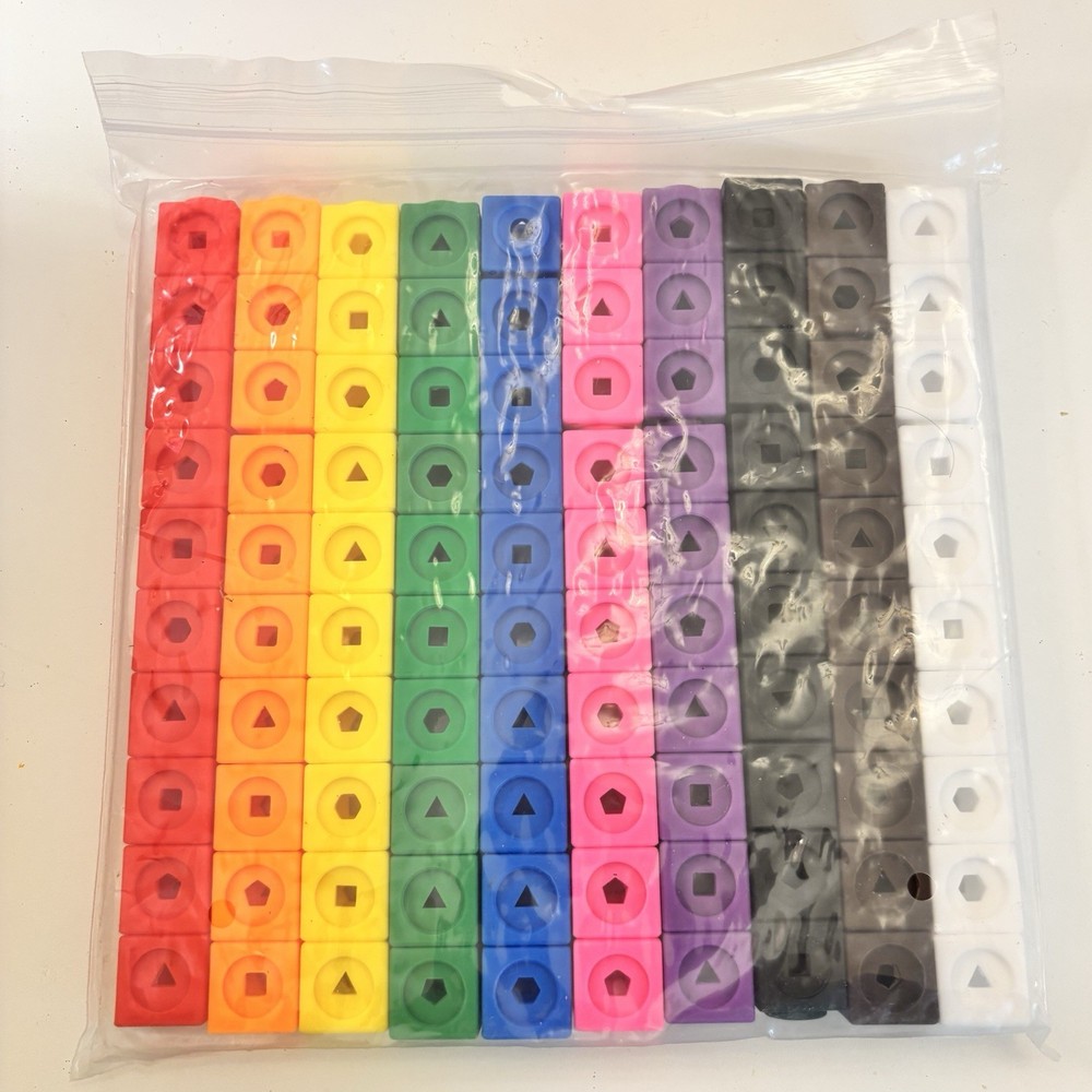 New 100  Piece Math Manipulative Linking Cubes —Counting & Number Blocks