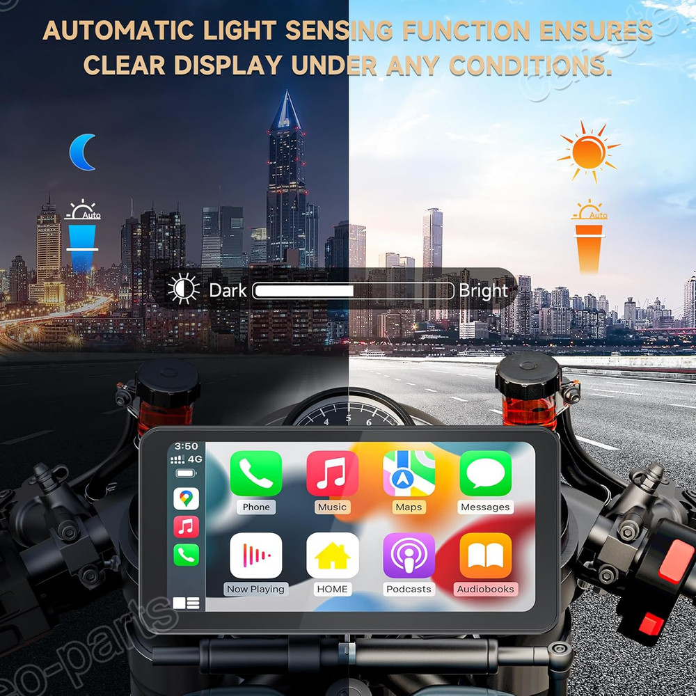 Wireless Motorcycle CarPlay Android Auto 6.3" Touch Screen GPS Navigation