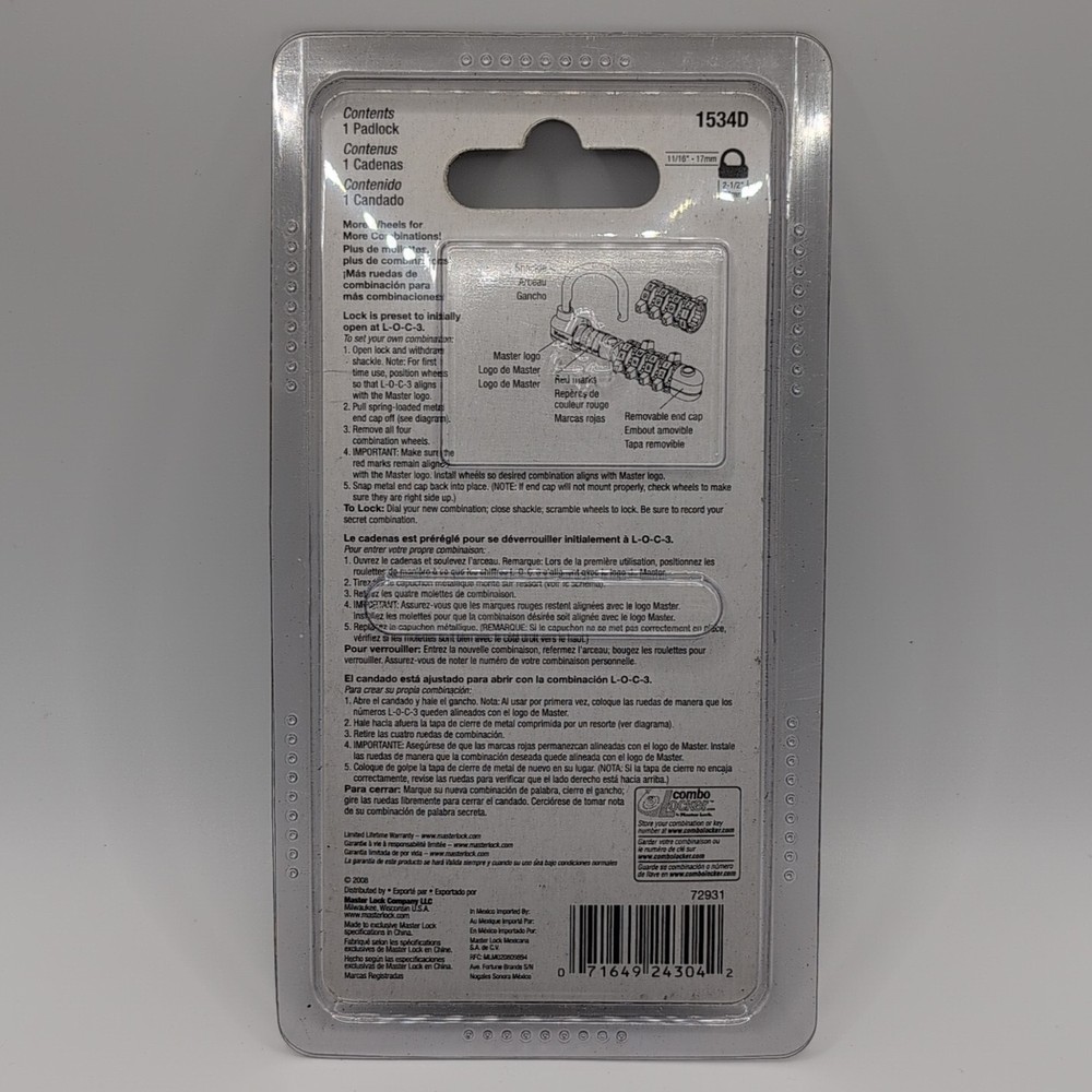 Master Lock Password Plus Letters + Numbers Security Lock - BRAND NEW - Silver