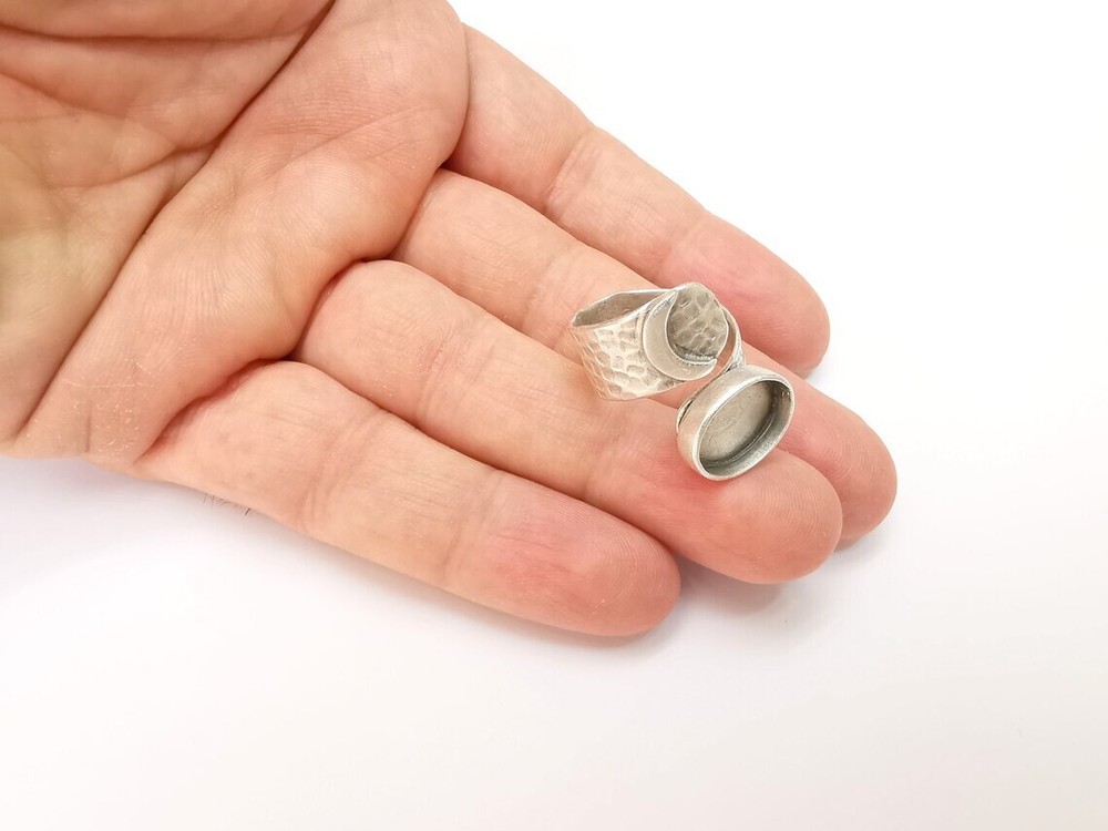 Crescent Ring Setting Blank Cabochon Ring Mounting Adjustable Wrap Ring Base