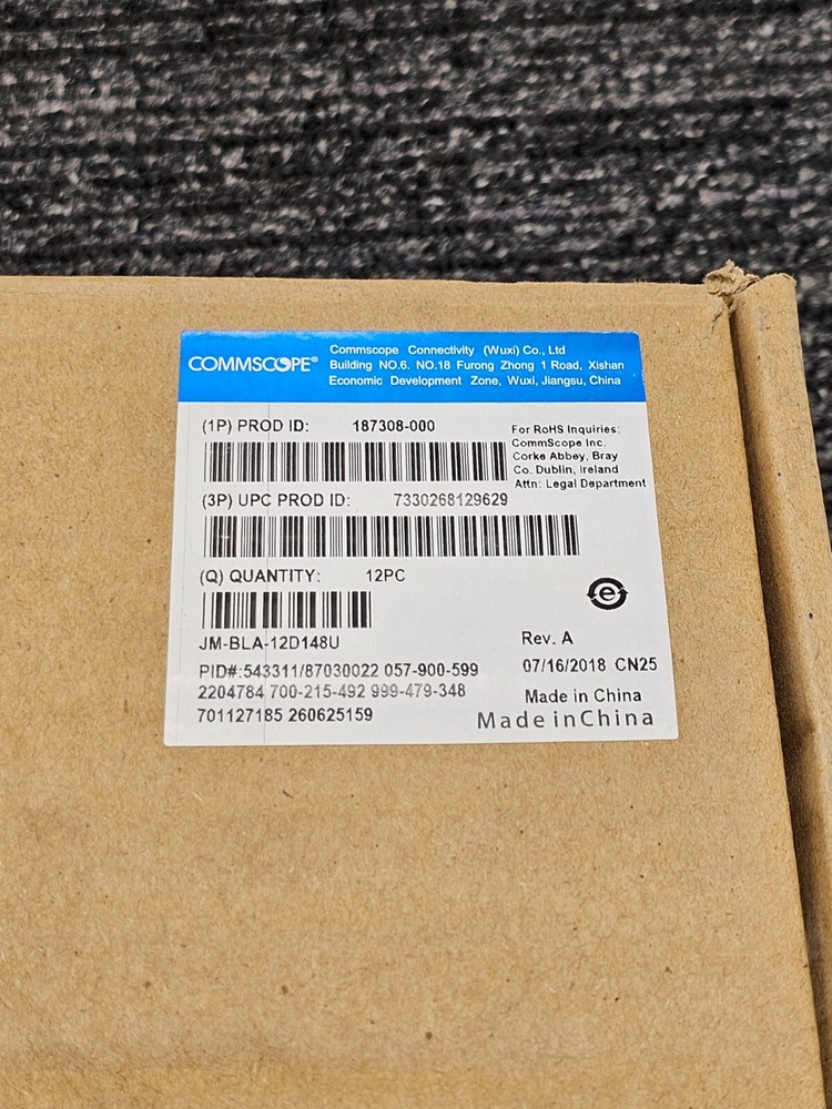 (QTY 12) Commscope 187308-000 JM-BLA-12D148U Plug Conduit Solid Round