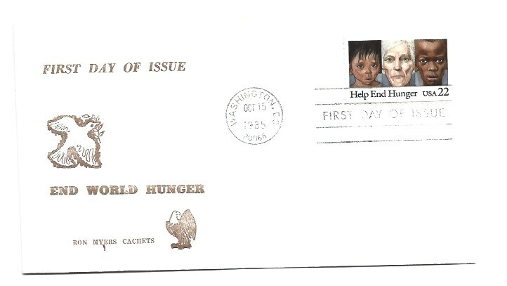 2164 Help End Hunger Ron Myers Cachets FDC