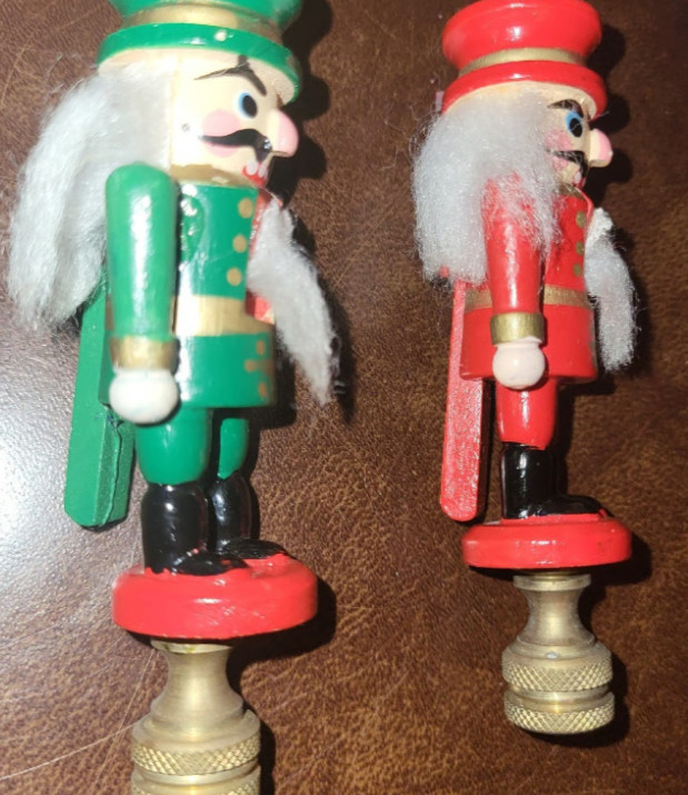 2 Nutcracker Lamp Finial Toppers