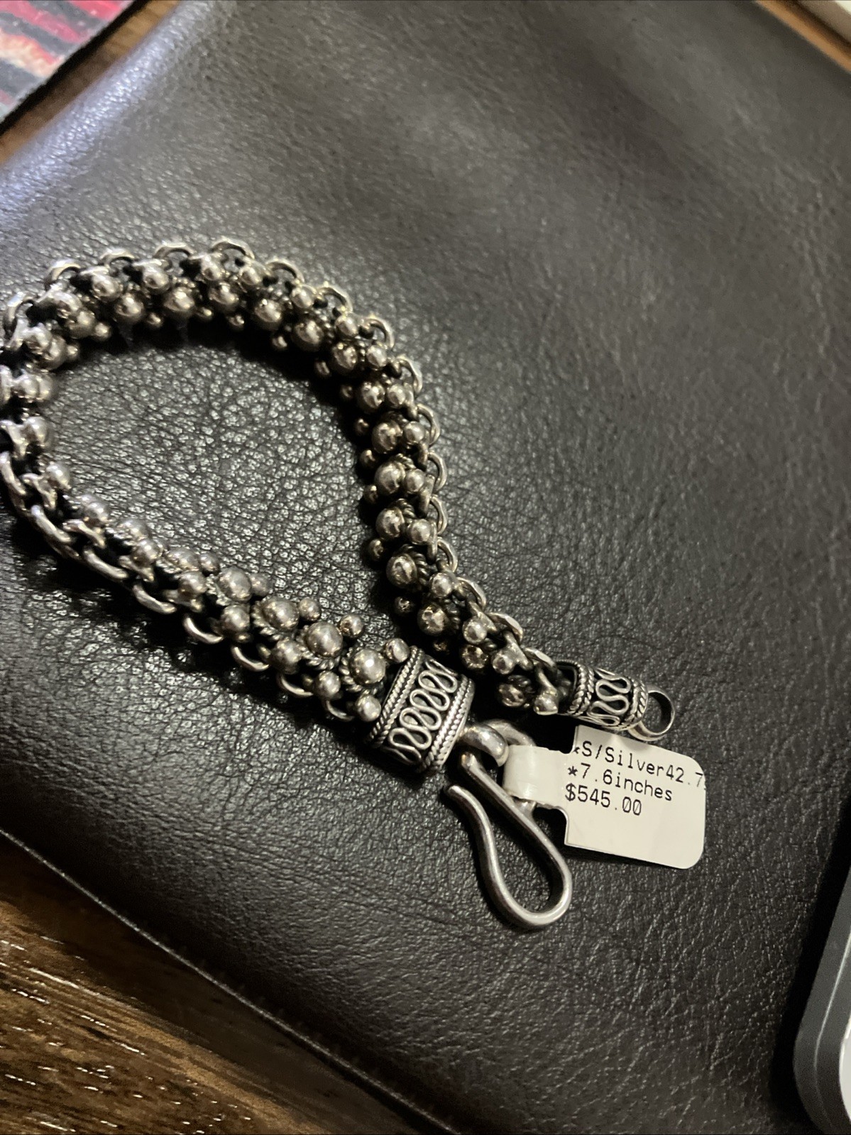 925 Sterling Silver Vintage Antique Finish Bracelet 42.7 Grams 7.6 Inches