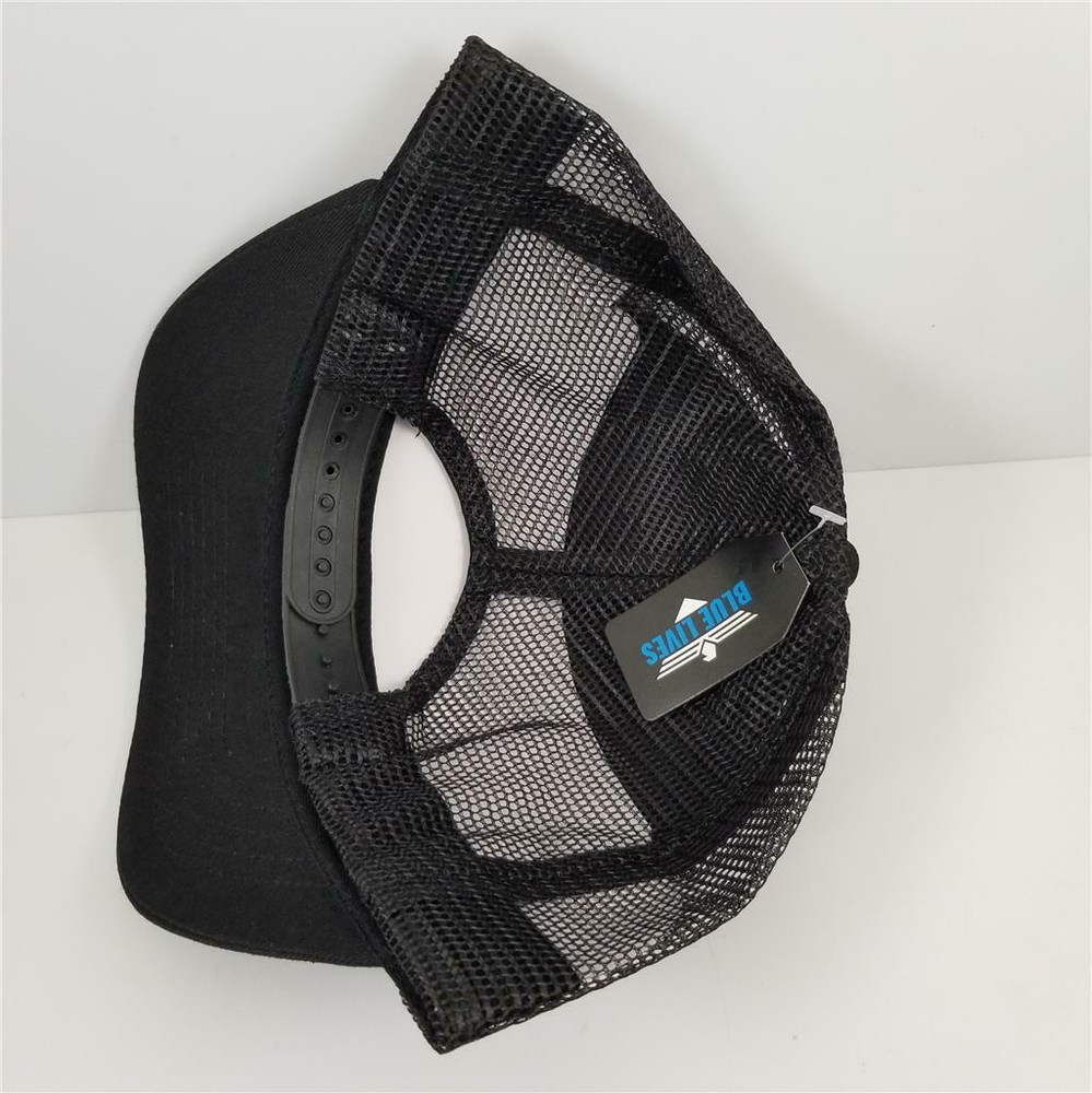 NEW Tactical Morale Patch Baseball Hat Black Mesh Hook Loop Front Blue Lives Cap