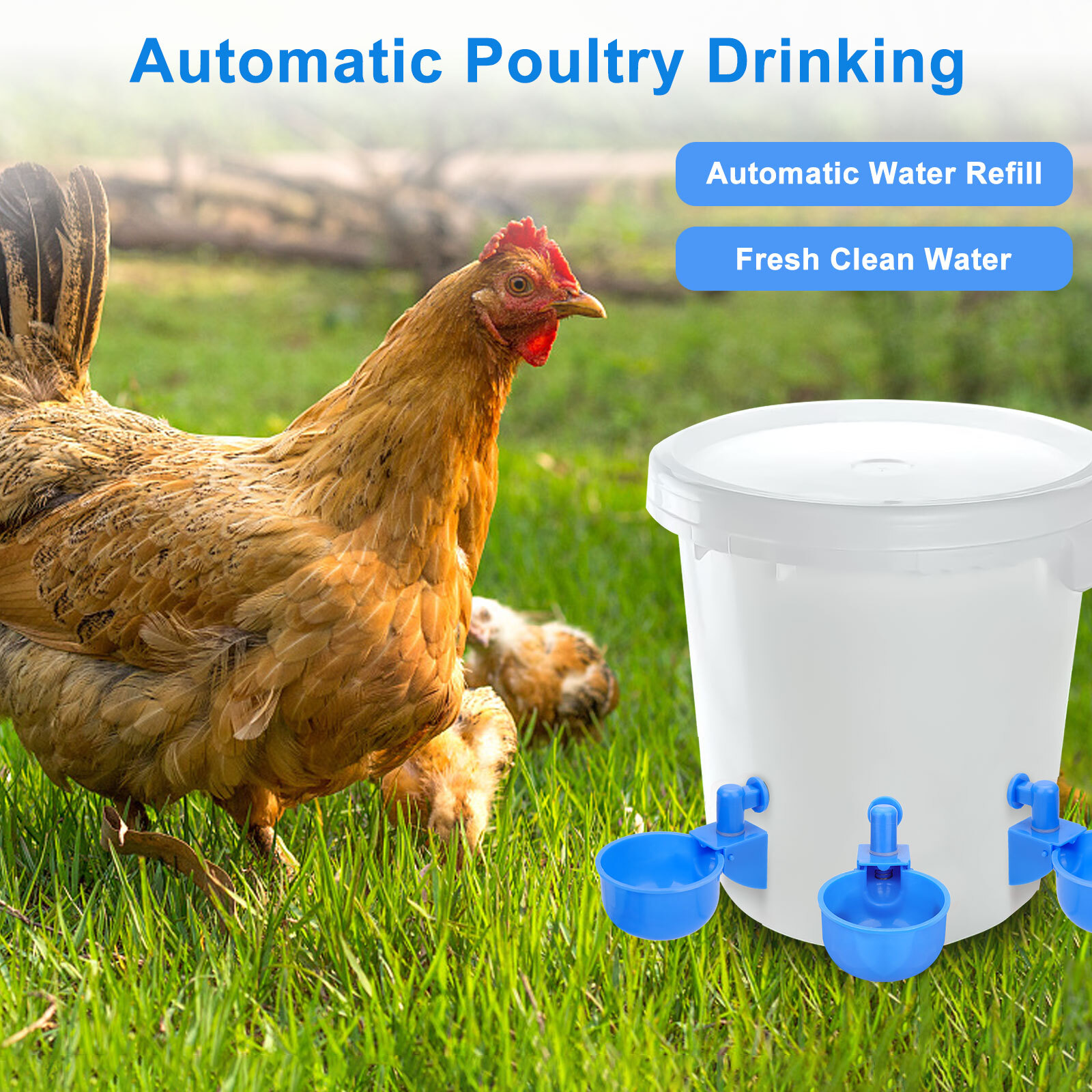 10Pcs Automatic Water Cups Poultry Drinker Waterer Chicken Duck Quail Drinking