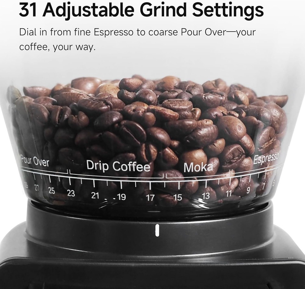 G3 Electric Coffee Grinder with 31 Adjustable Settings & Anti-Static Technology