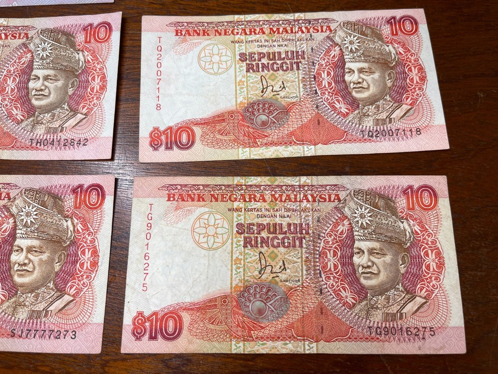Early Malaysia 1 & 10 Ringgit 6 Banknotes Lot