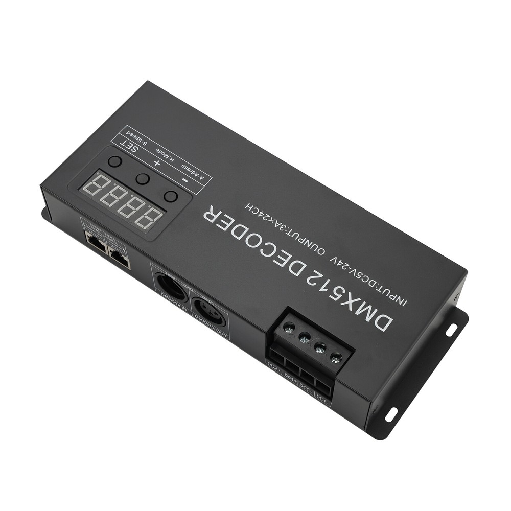 24 Channel DMX 512 Decoder RGBW PWM Dimmer Driver LED Strip Light Controller US