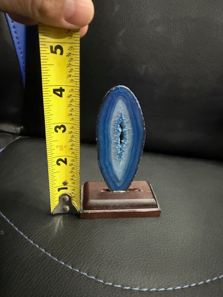 Agate Slice Mounted On Wood Stand 4" from Ohio Caverns