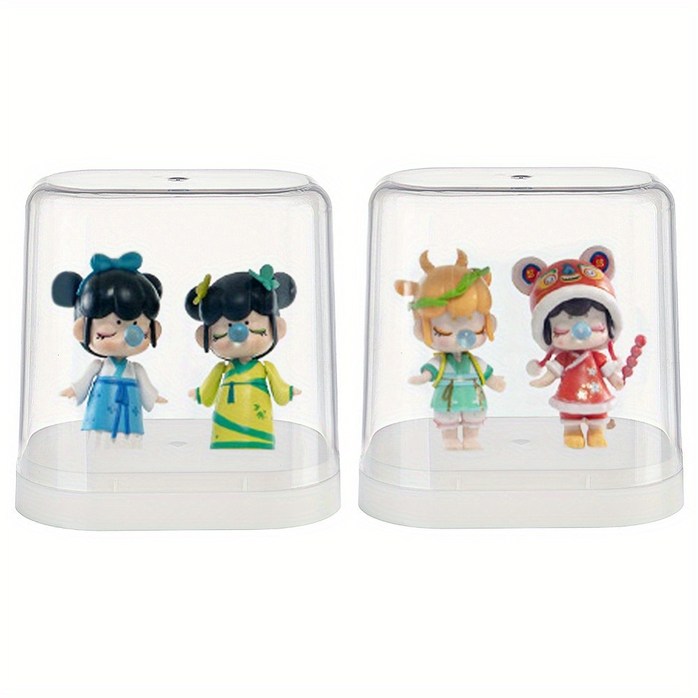 2Sets Transparent Plastic Minifigure Display Cases Dustproof s Display Box