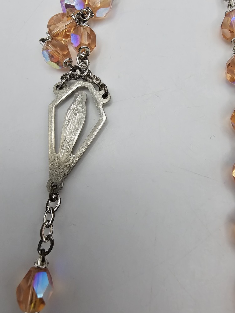 Vintage Rosary Soft Peach Glass Beads Chatholic