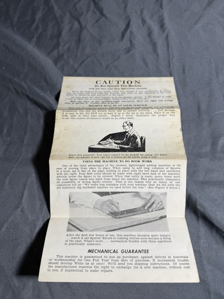 Addometer Vintage Adding Machine 11" with Instructions. Ruler. Made In USA