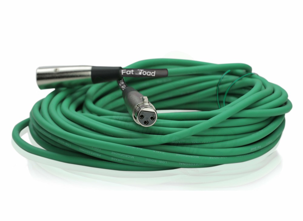 XLR Microphone Cables (2 Pack) by FAT TOAD | 50ft Pro Audio Green Mic Cord Patch