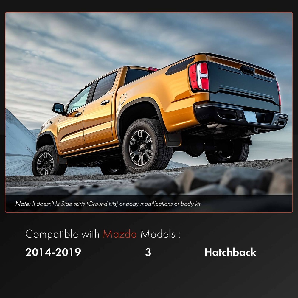 4Pcs Front & Rear Side Splash Guards Mud Flaps for Mazda 3 2014-2018 Hatchback