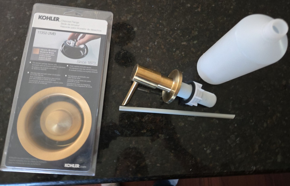 Kohler 11352-2MB Solid Durable Disposal Flange and Stopper - Brush Moderne Brass